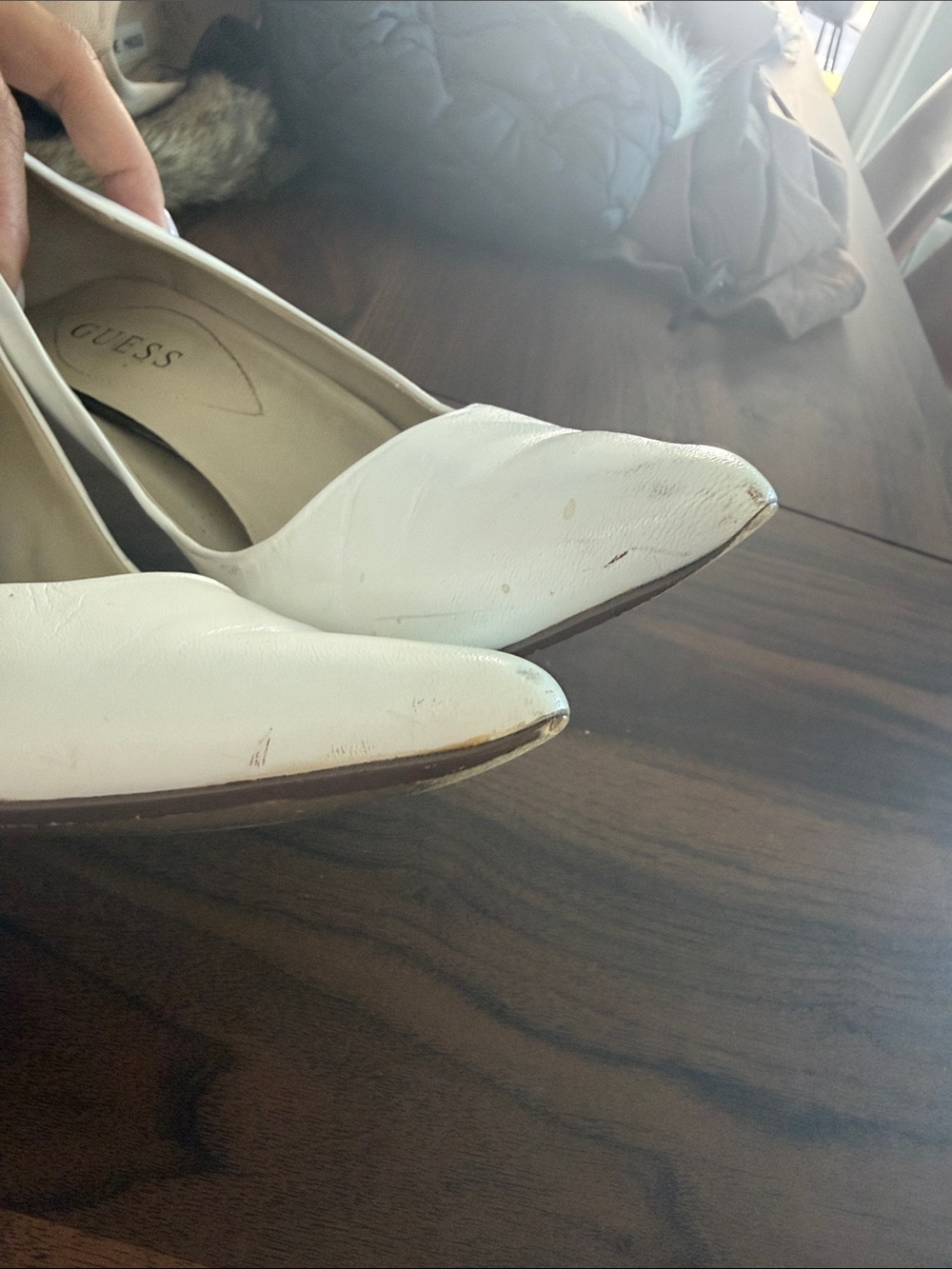 GUESS White Pointed Toe Leather Pumps - Picture 8 of 8